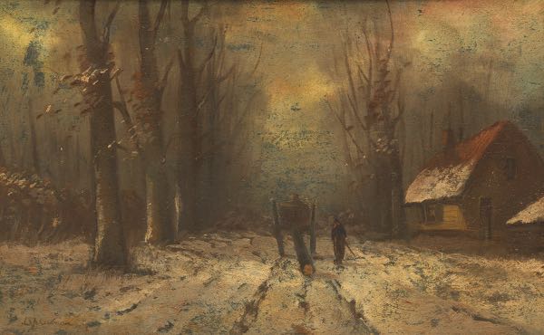 Appraisal: DAVID SCHULMAN DUTCH - x Winter landscape Oil on board