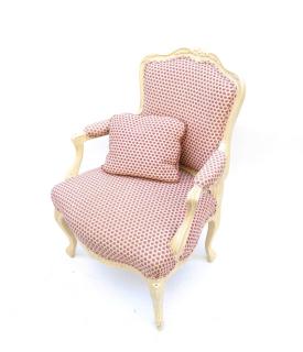 Appraisal: Louis XV Style Fauteuil Louis XV style Fauteuil painted light