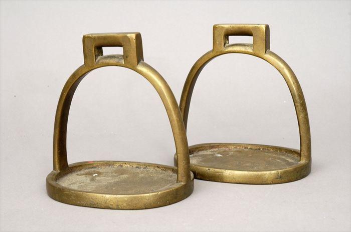 Appraisal: Pair of Chinese Bronze Stirrups x in