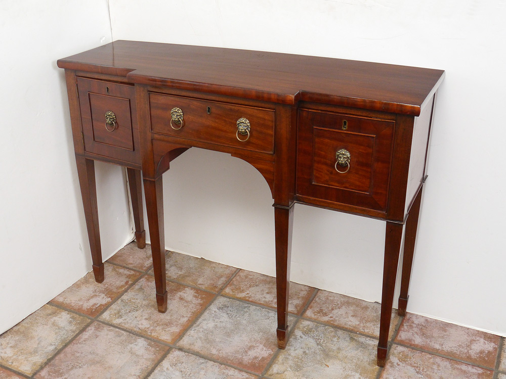 Appraisal: DIMINUTIVE ENGLISH MAHOGANY SIDEBOARD CA Left side is door opening