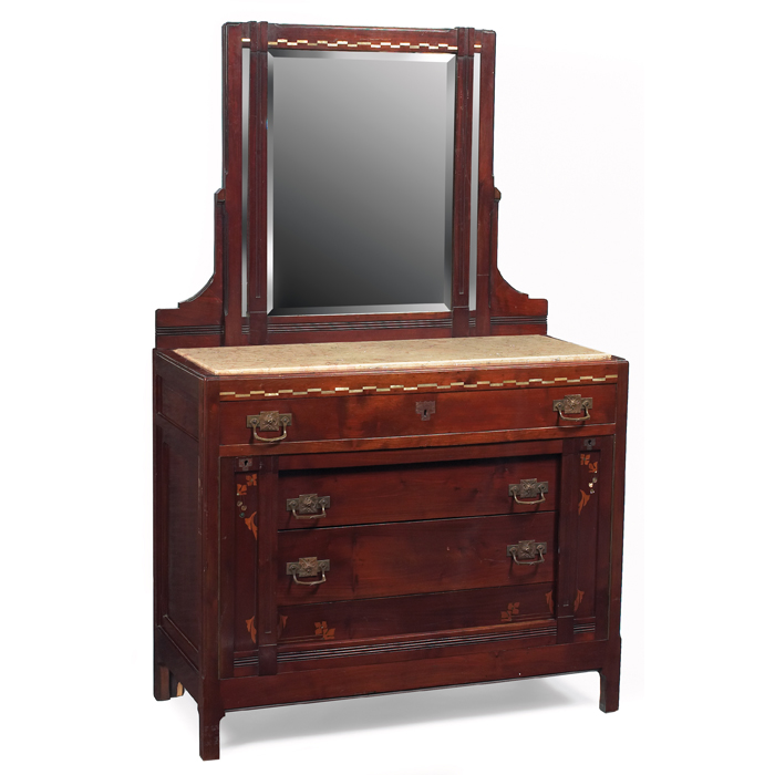 Appraisal: European Arts Crafts dresser in mahogany with inlaid design in