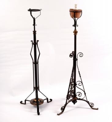 Appraisal: A wrought iron telescopic standard lamp and another