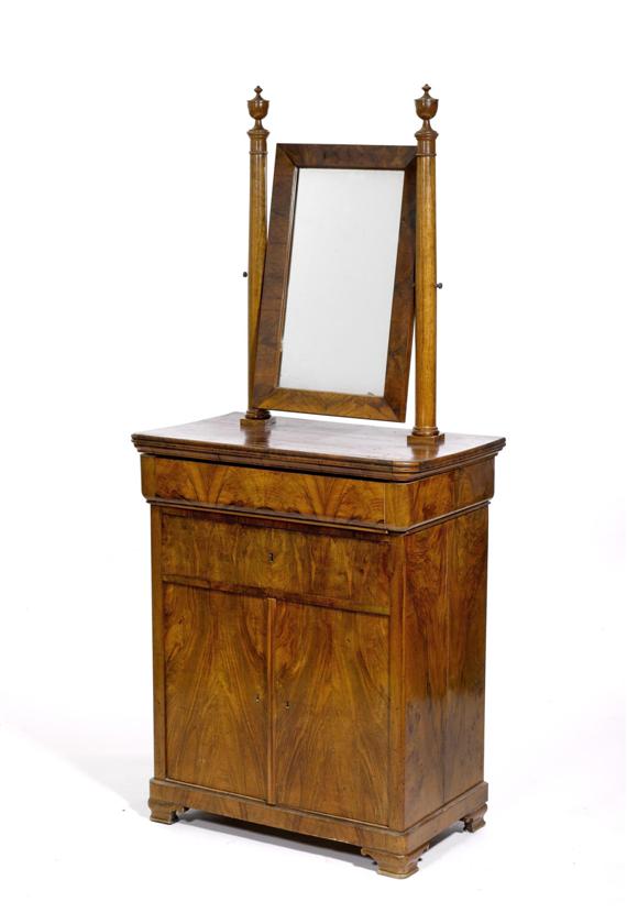 Appraisal: A CHEST OF DRAWERS WITH MIRROR late Biedermeier circa Walnut