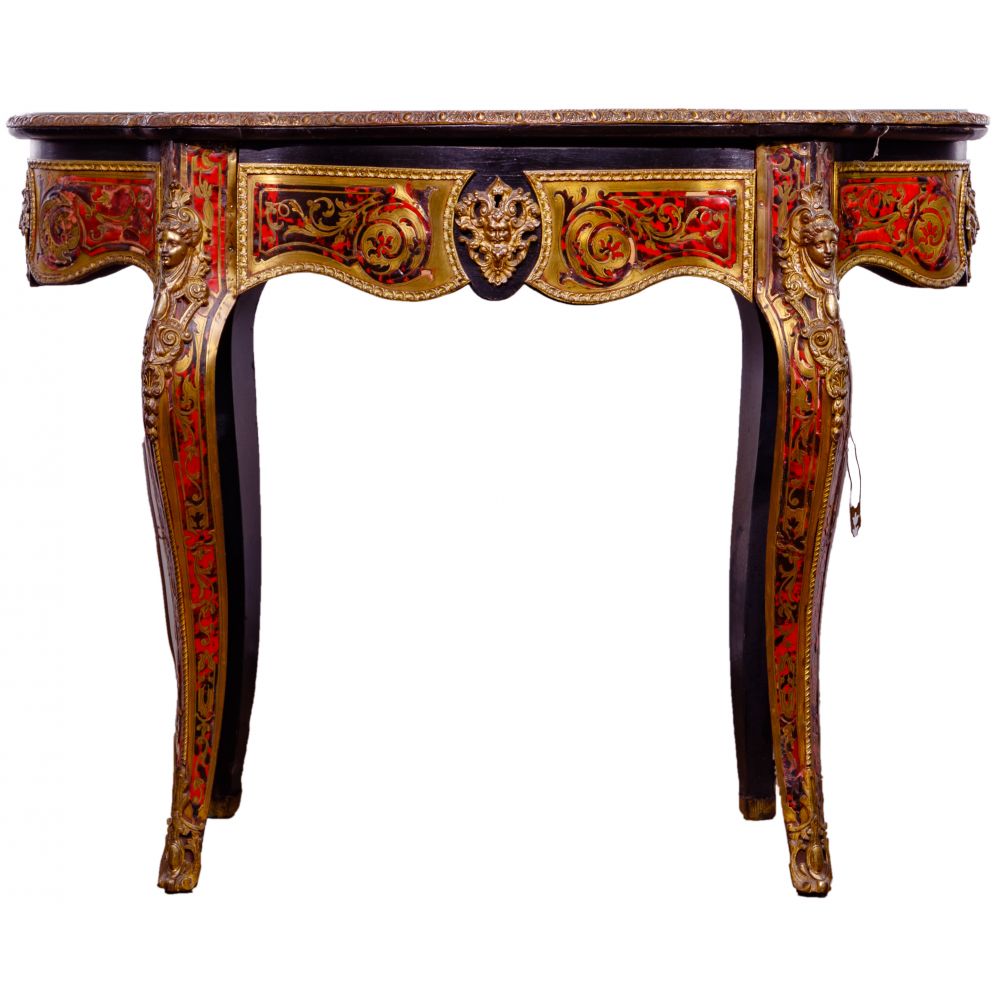 Appraisal: BOULLE STYLE OCCASIONAL TABLEHaving an ebonized black wood frame ormolu