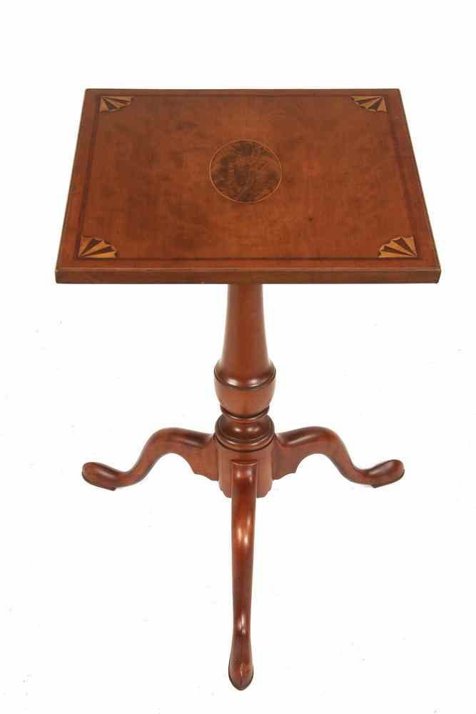 Appraisal: CANDLESTAND - Queen Anne Solid Cherry Candlestand with urn form