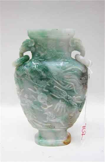 Appraisal: GREEN JADE CHINESE JAR shading to celadon green with brown