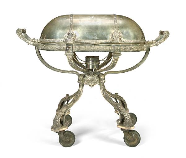 Appraisal: A good quality French silverplated roast beef trolley Ercuis Parisearly