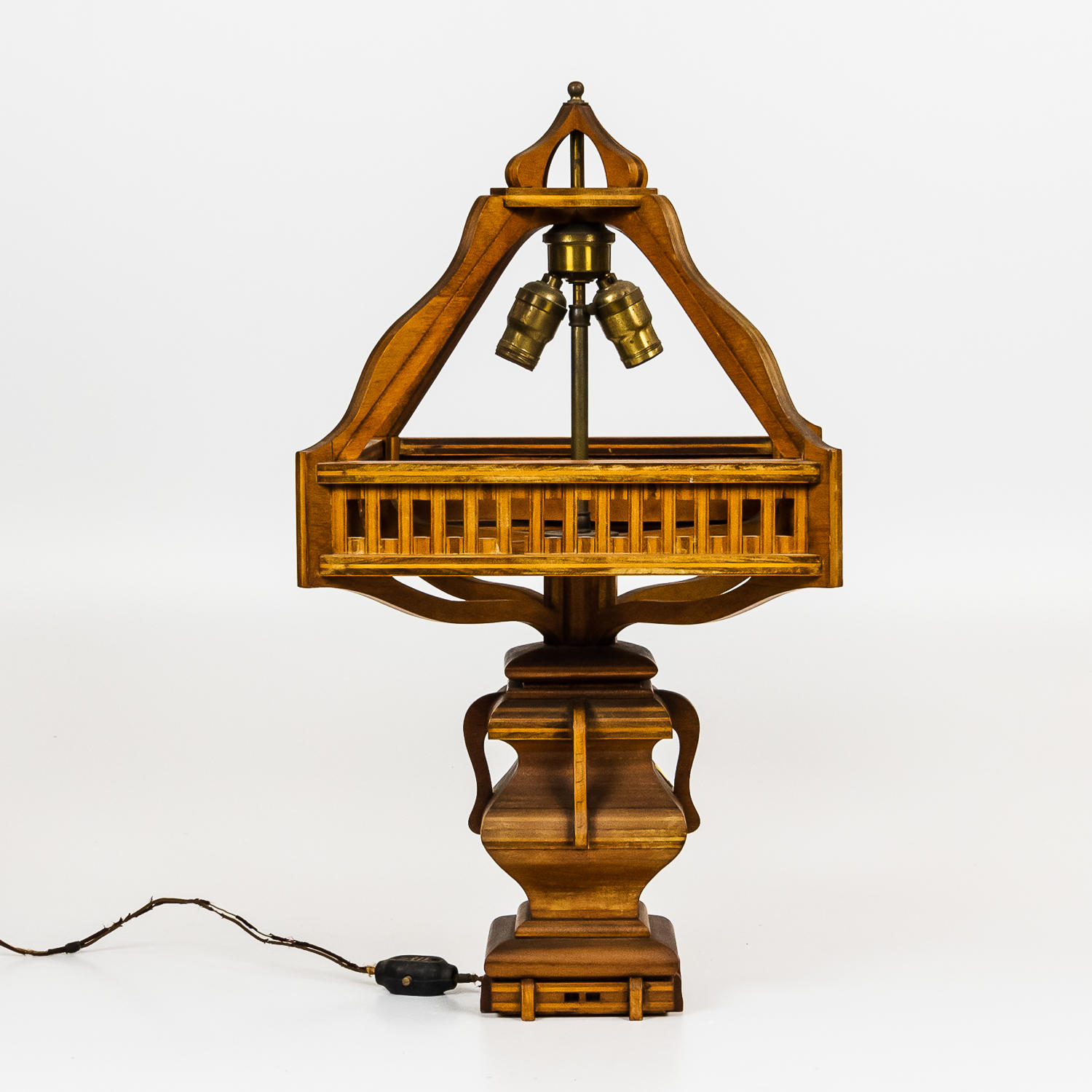 Appraisal: Tramp Art Table Lamp with pierced gallery and vasiform body