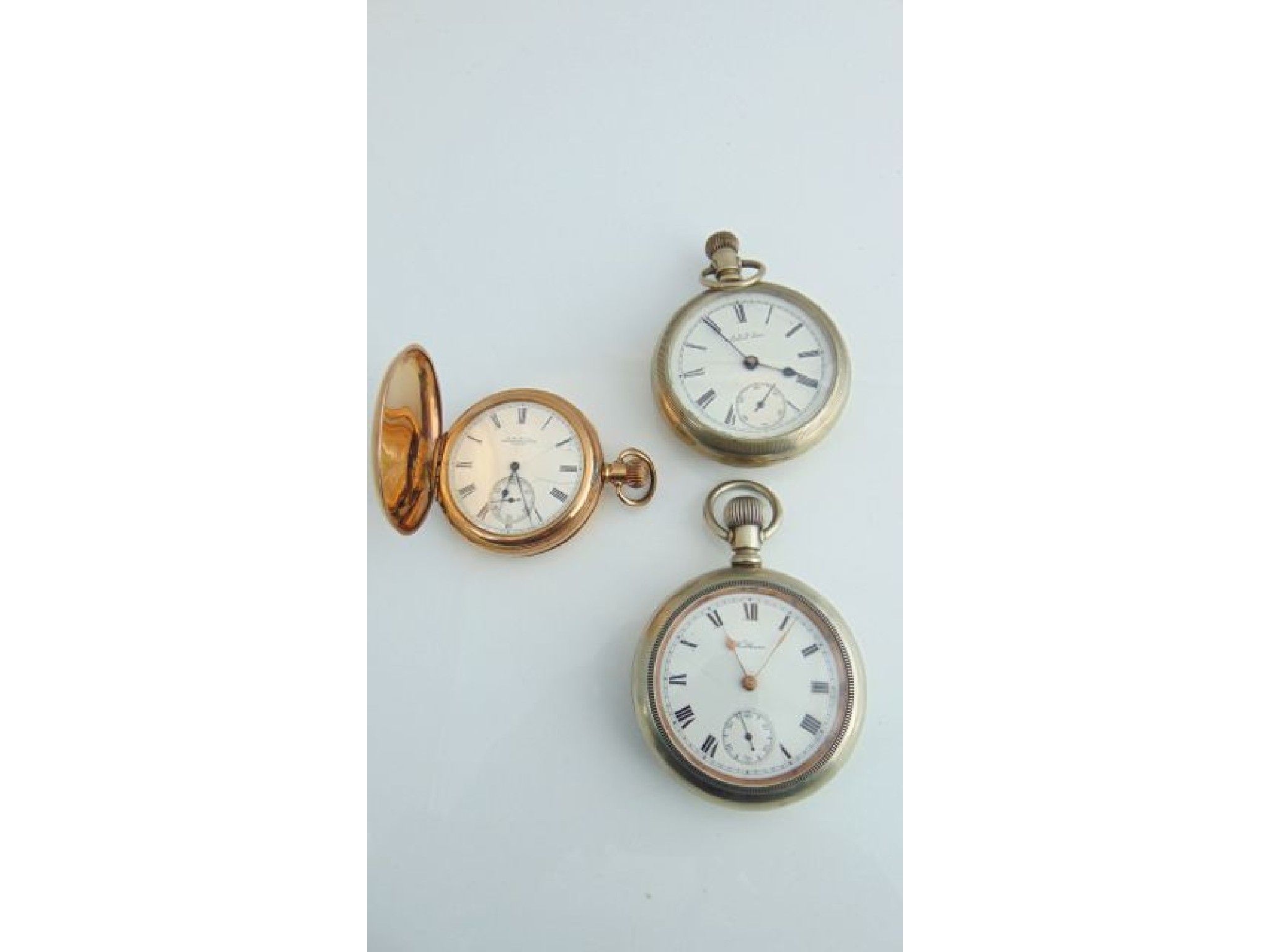 Appraisal: A gold-plated full hunter pocket watch A W W Co