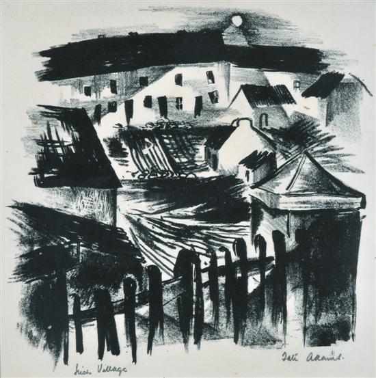 Appraisal: Tate Adams born Irish Village c lithograph x cm