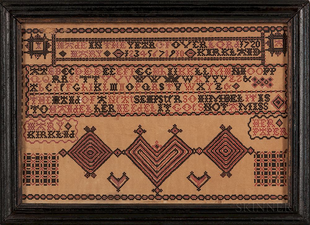 Appraisal: Mary Kirkled Sampler Pattern Mary Kirkled Sampler Pattern dated the