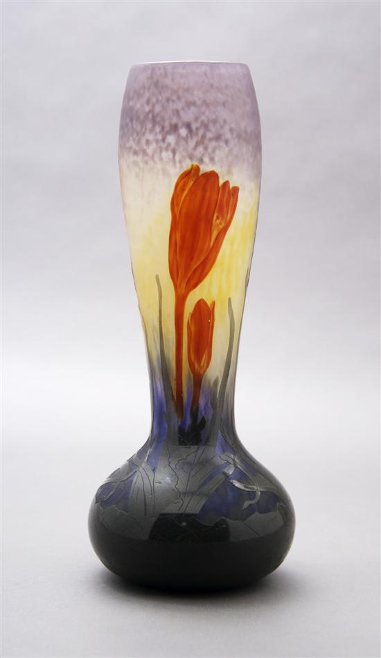 Appraisal: A Daum Cameo Glass Crocus Vase Height inches