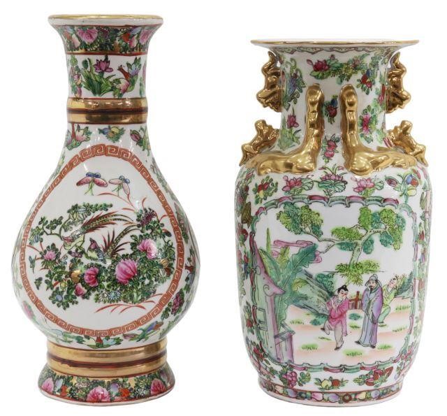 Appraisal: lot of Chinese rose medallion parcel-gilt porcelain vases each with