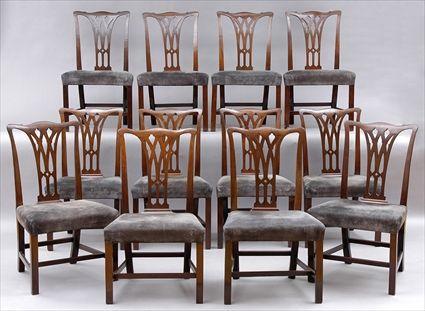 Appraisal: SET OF TWELVE GEORGE III MAHOGANY DINING CHAIRS Each with