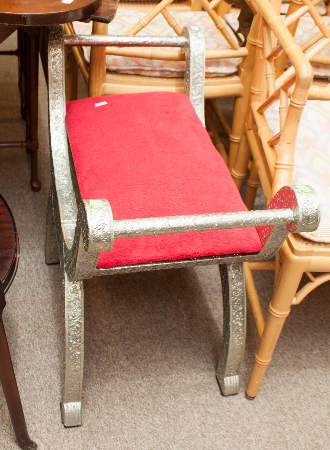 Appraisal: Metal decorated dressing bench