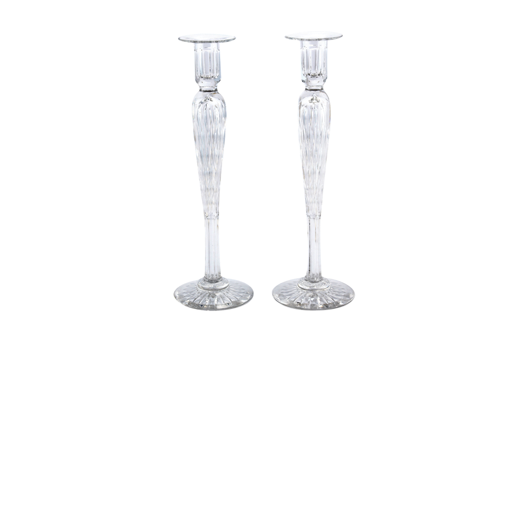 Appraisal: Pair of Colorless Cut Glass Candlesticks Height inches