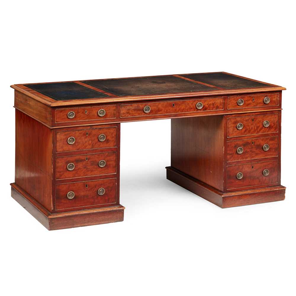 Appraisal: GEORGIAN STYLE MAHOGANY PEDESTAL DESK LATE TH CENTURY the top