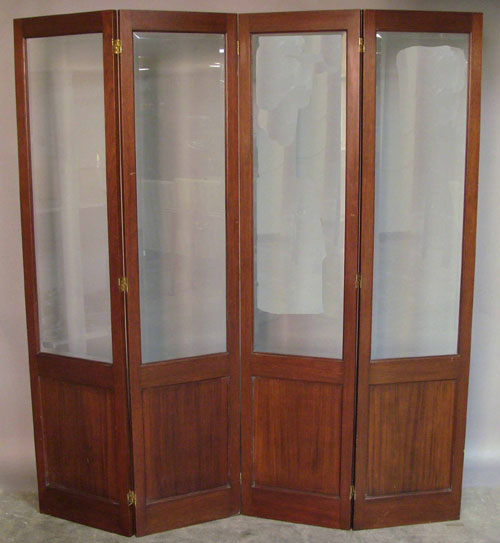 Appraisal: Four part mahogany folding screen h w