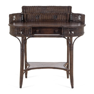 Appraisal: A Victorian Style Wicker Dressing Table th Century Height x