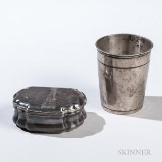 Appraisal: Two Pieces of Early German Silver th century a snuffbox