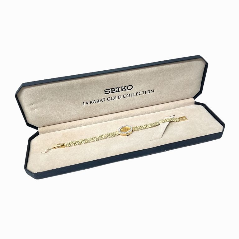 Appraisal: Seiko Diamond and Gold Watch Seiko Watch in original case