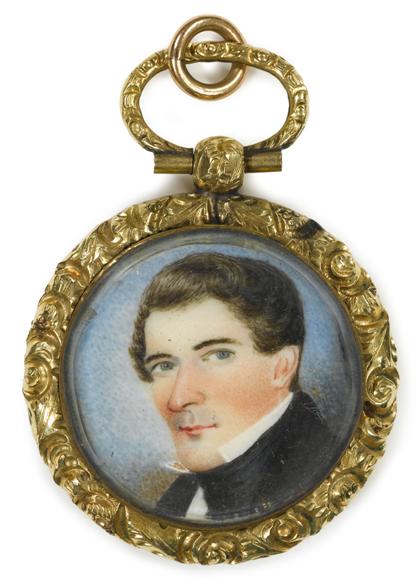 Appraisal: American School th centuryminiature portrait of a young gentleman