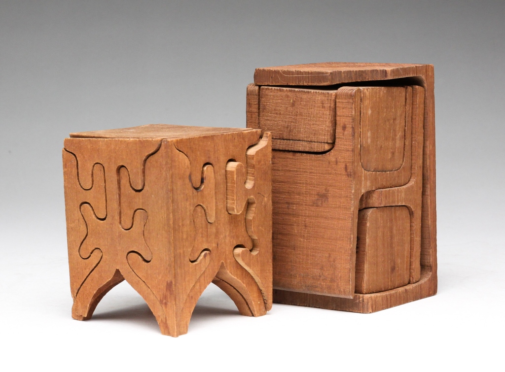 Appraisal: Late th century poplar Cut-outs forming a cube One with