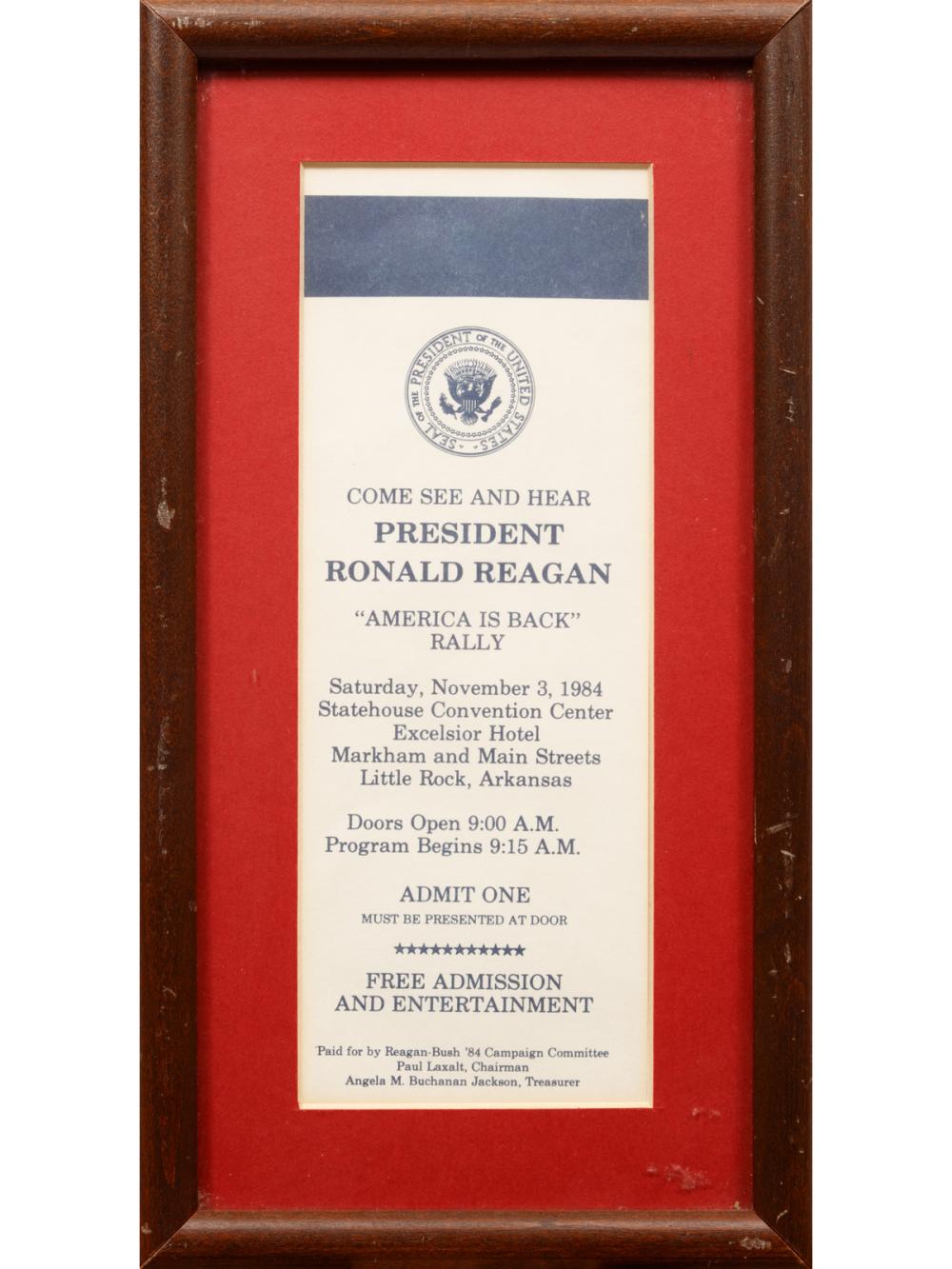 Appraisal: Nixon and Reagan Reception Tickets incl President Ronald Reagan America