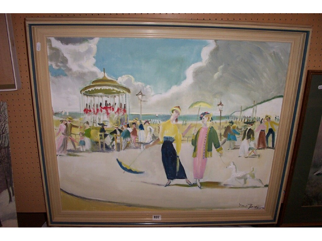 Appraisal: An oil painting on canvas of a promenade scene in