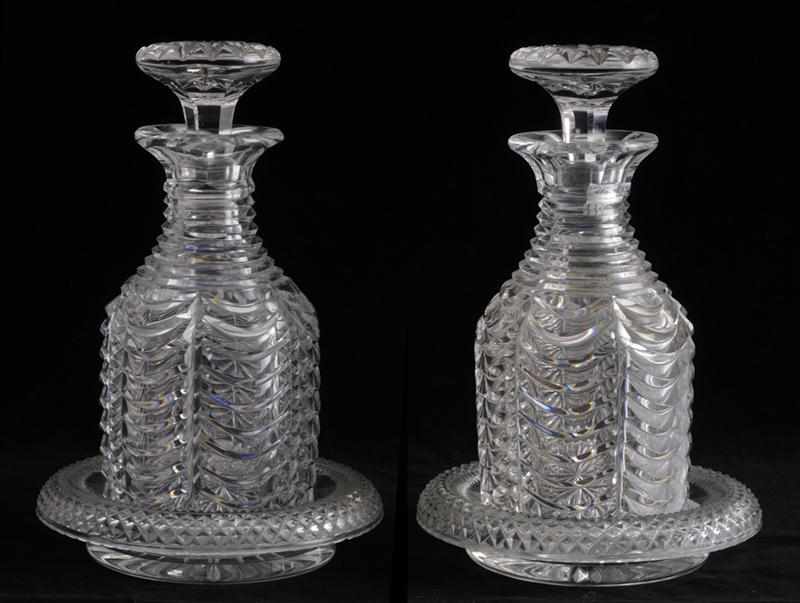 Appraisal: PAIR OF REGENCY CUT-GLASS DECANTERS AND STOPPERS AND A PAIR