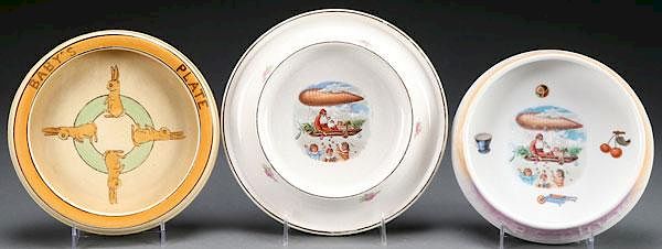 Appraisal: THREE EARLY BABY PLATES INCLUDING CHRISTMAS THREE EARLY BABY PLATES