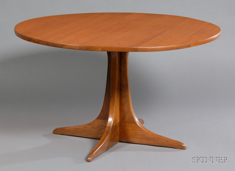 Appraisal: Mid-century Modern Dining Table Cherry United States Circular top raised