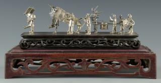 Appraisal: Miniature Chinese Export Silver Procession Scene Miniature Chinese export silver