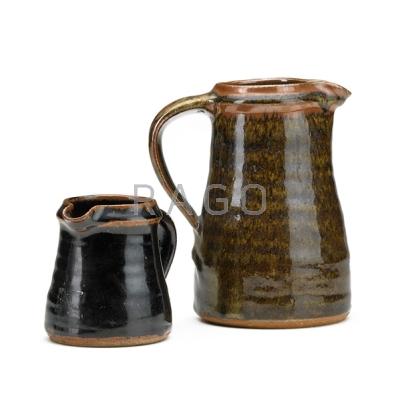 Appraisal: BERNARD LEACH - LEACH POTTERY Two glazed stoneware Standard Ware