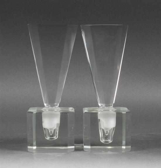 Appraisal: Pair of contemporary cut glass scent bottles with Czecho-Bohemian cut