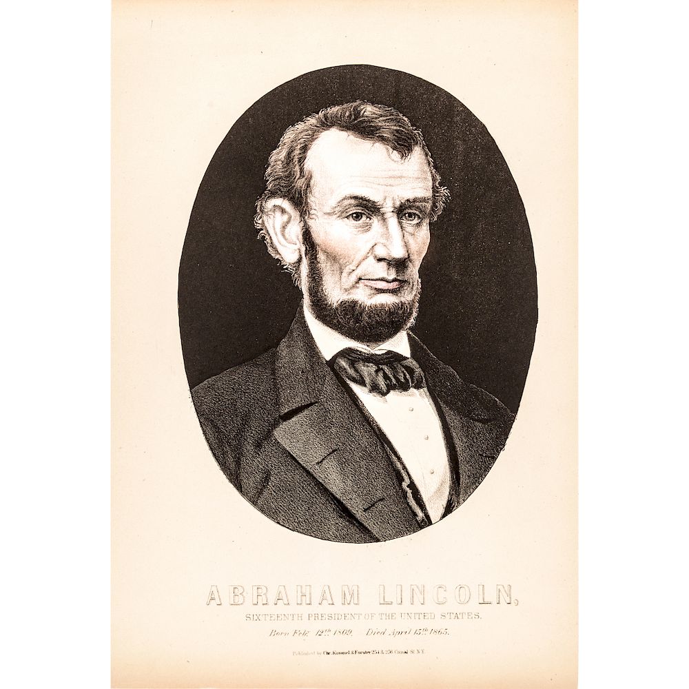 Appraisal: c Hand-Colored Engraving of Abraham Lincoln by Kimmel and Forster