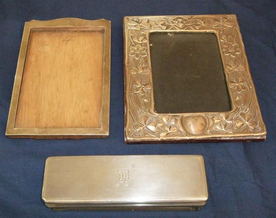 Appraisal: Two silver photograph frames and a silver topped box various