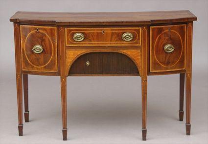 Appraisal: GEORGE III INLAID MAHOGANY SMALL SIDEBOARD With crossbanded breakfront rectangular