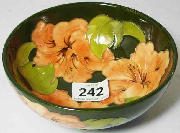 Appraisal: Moorcroft Bowl decorated in the Hibiscus design on green diameter