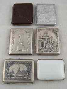 Appraisal: Six cigarettes cases being four base metal Russian examples three