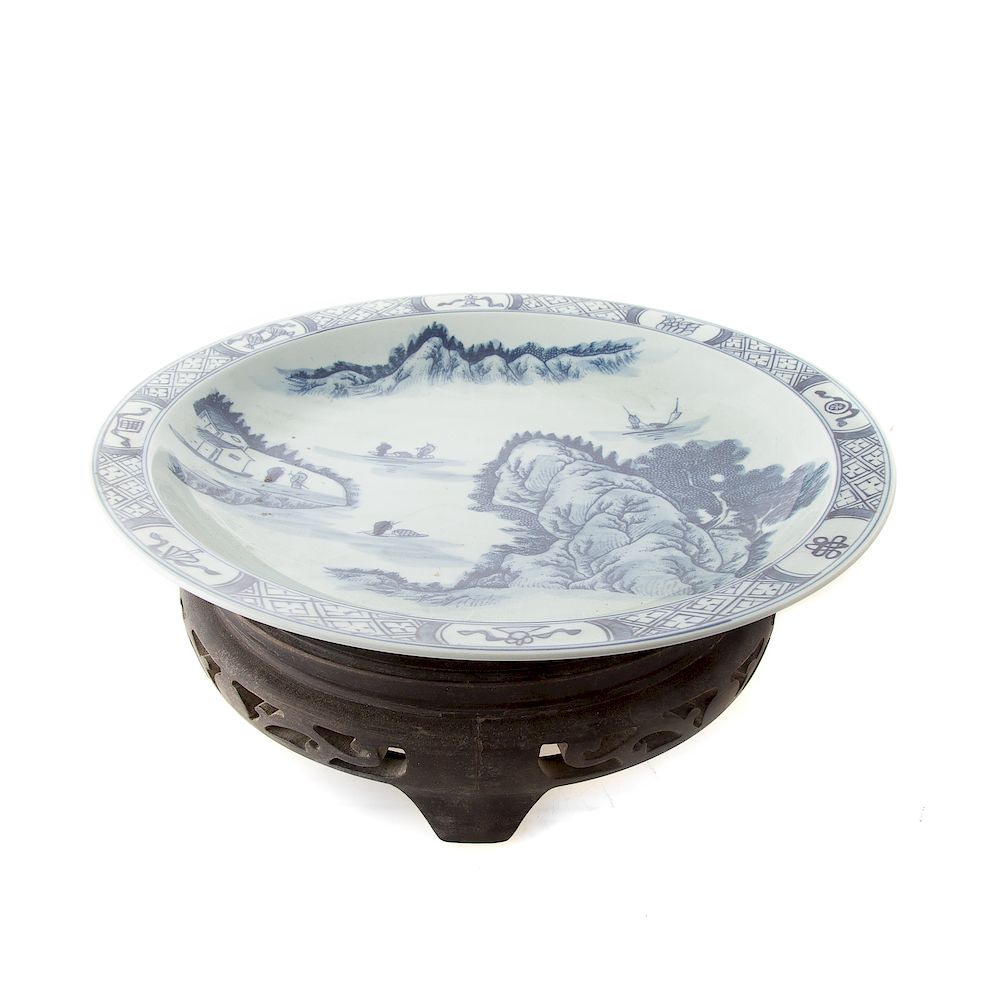 Appraisal: Chinese Blue White Porcelain Charger in the Kang Xi manner