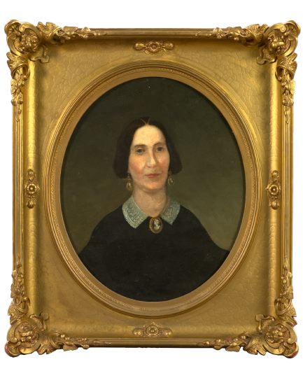 Appraisal: American School th Century Portrait of a Matron in Black