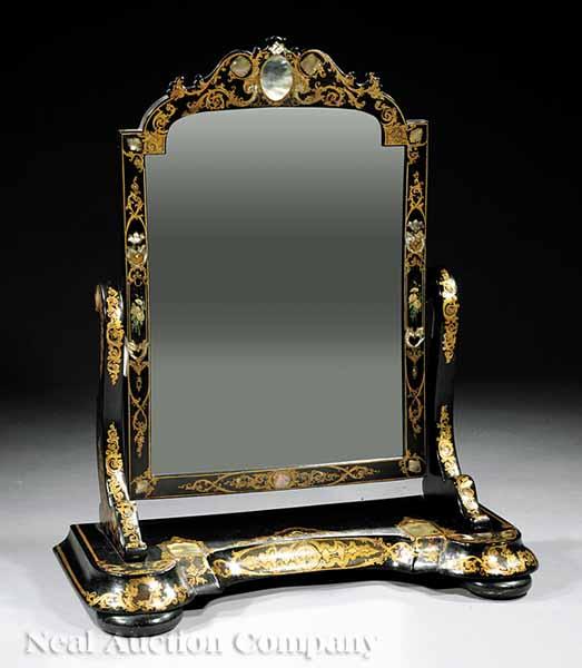 Appraisal: A Victorian Papier-M ch Gilt Stenciled and Mother-of-Pearl Inlaid Dressing