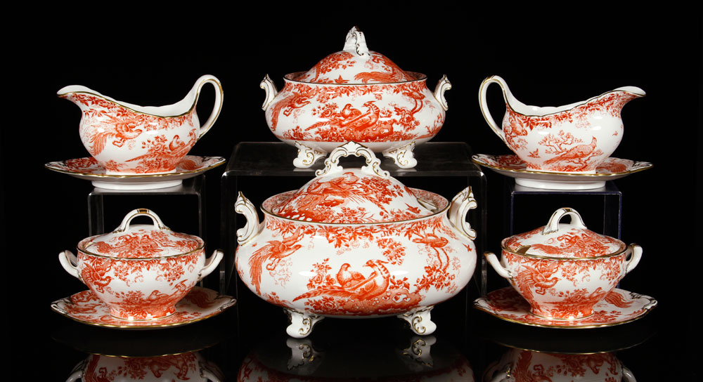 Appraisal: - Royal Crown Derby Red Aves Porcelain Lot of ten