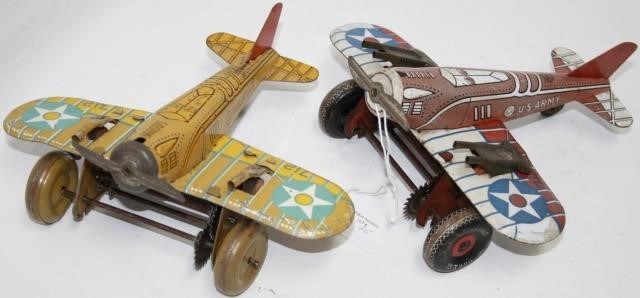 Appraisal: LOT OF MARX TIN LITHOGRAPH TOY FIGHTER PLANES BOTH ARE