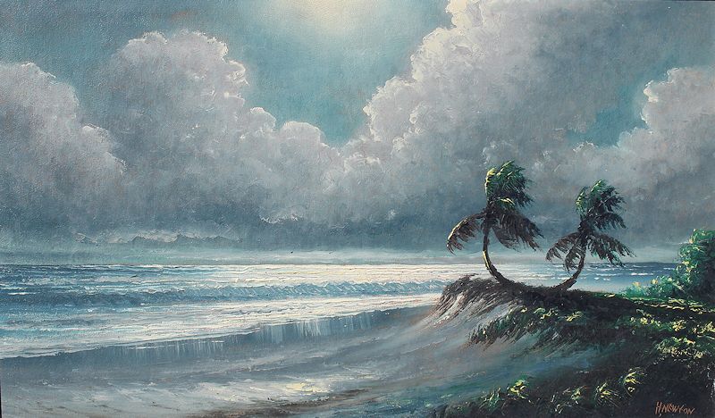 Appraisal: NEWTON Harold American - Sofa size Florida Highwaymen ''Rio Mar''