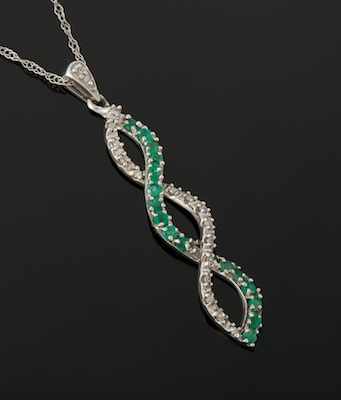 Appraisal: A Ladies' Emerald and Diamond Pendant on Chain k white