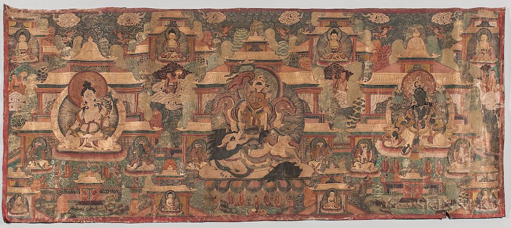 Appraisal: Thangka Depicting Vaisravana Thangka Depicting Vaisravana Tibetan China opaque color