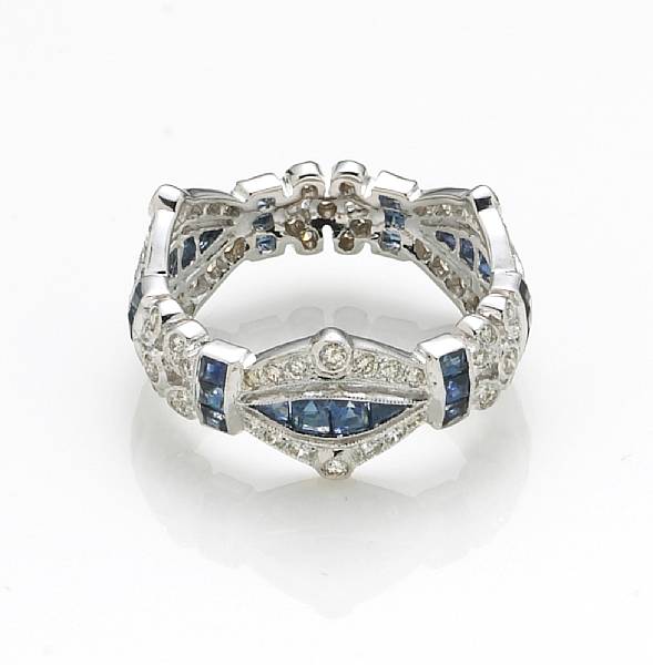 Appraisal: A sapphire diamond and k white gold eternity ring size