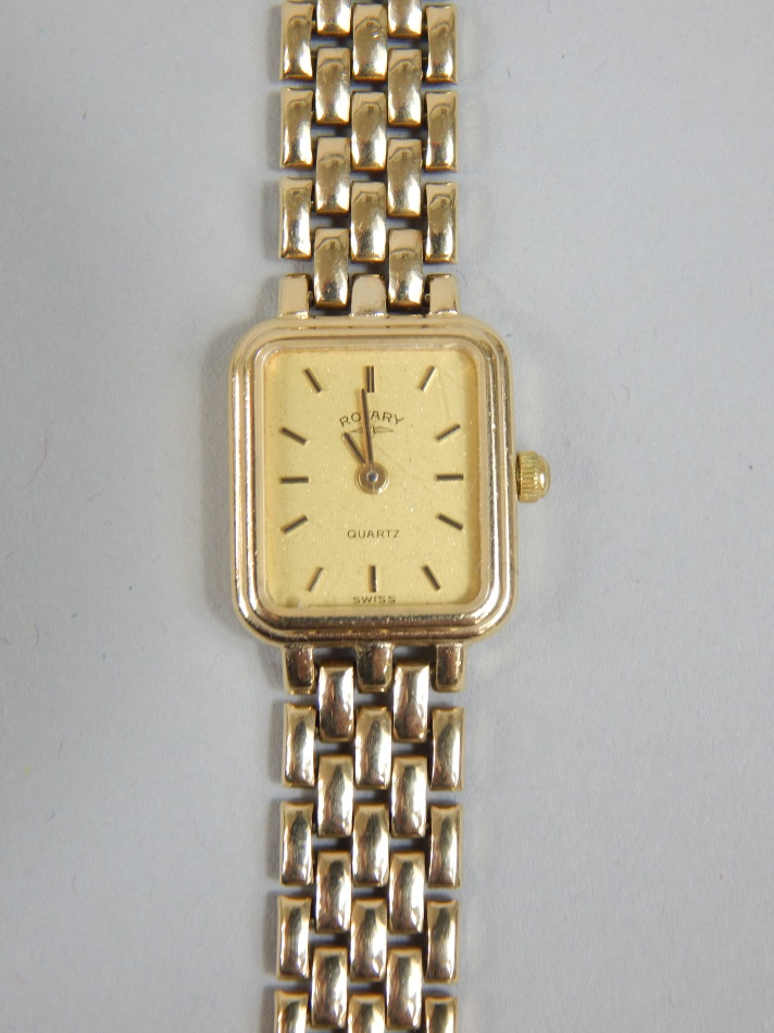 Appraisal: A Rotary ladies ct gold wristwatch with rectangular dial on